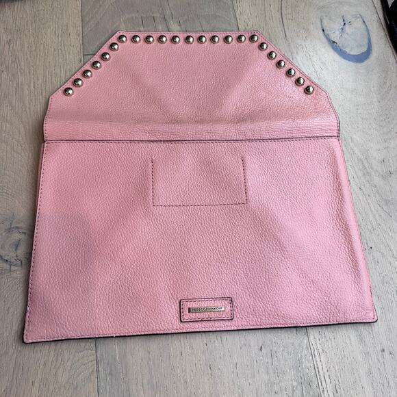 Rebecca Minkoff Leather Clutch Pink Metal Studded - Picture 2 of 5